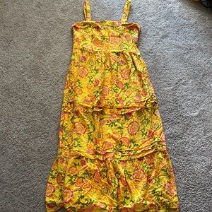 Floral Yellow and Green Dress